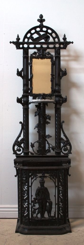 Antique Cast Iron Coat/stick Stand, Shooting Theme